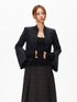 3MODE Stand Collar Multi Pocket Cropped Curved Hem Women&