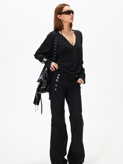 3MODE Subculture Side Button Low Rise Micro Flare Women&