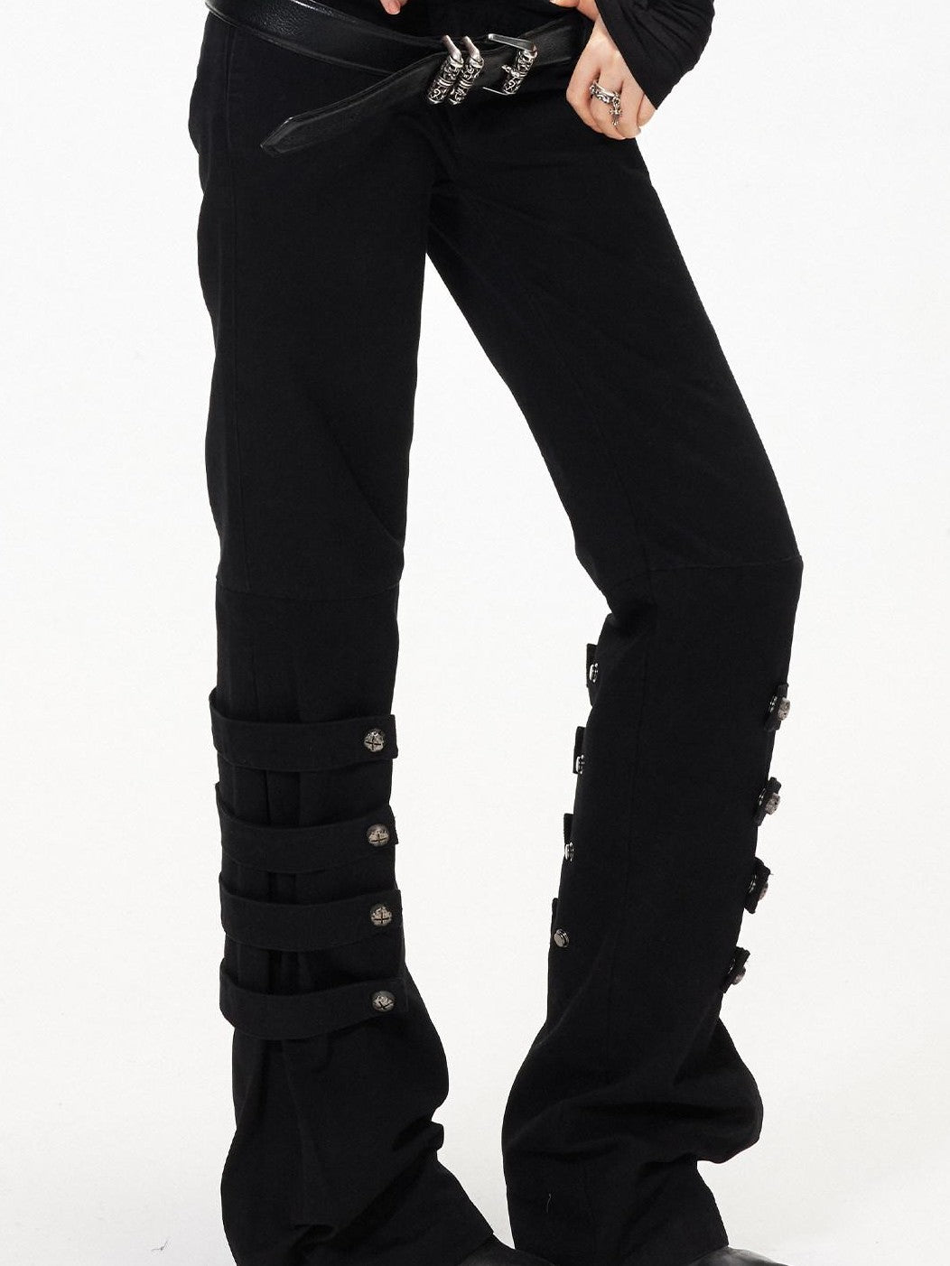 3MODE Subculture Side Tie Metal Buckle Distressed Women&