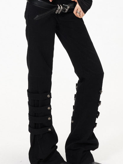 3MODE Subculture Side Tie Metal Buckle Distressed Women&