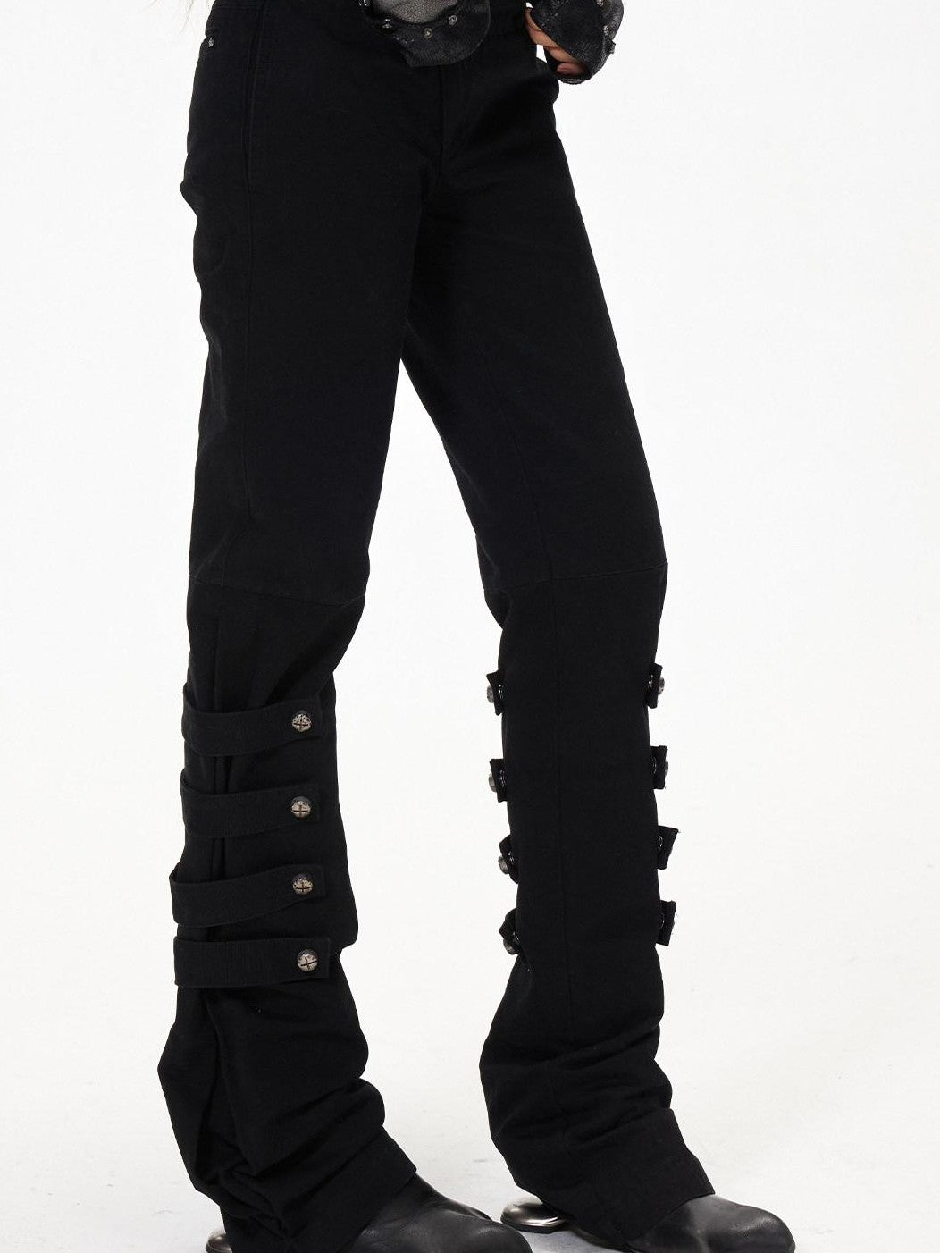 3MODE Subculture Side Tie Metal Buckle Distressed Women&