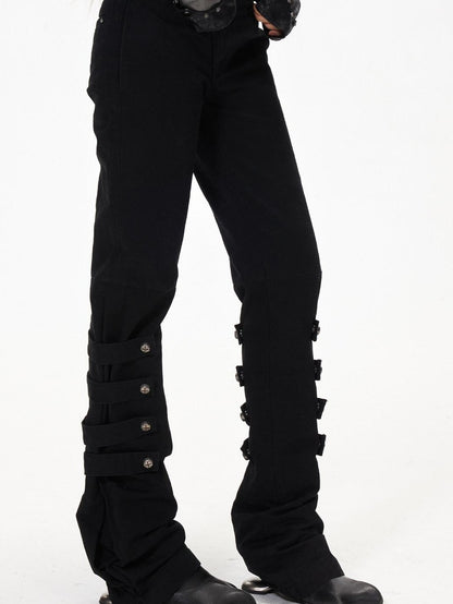 3MODE Subculture Side Tie Metal Buckle Distressed Women&
