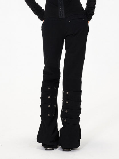 3MODE Subculture Side Tie Metal Buckle Distressed Women&