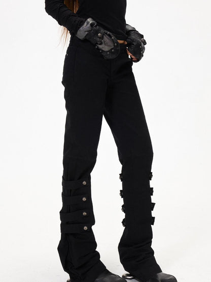 3MODE Subculture Side Tie Metal Buckle Distressed Women&