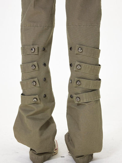 3MODE Subculture Side Tie Metal Buckle Stacked Hem Women&