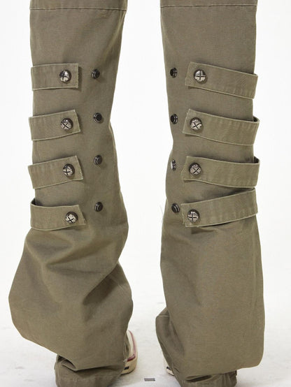3MODE Subculture Side Tie Metal Buckle Stacked Hem Women&