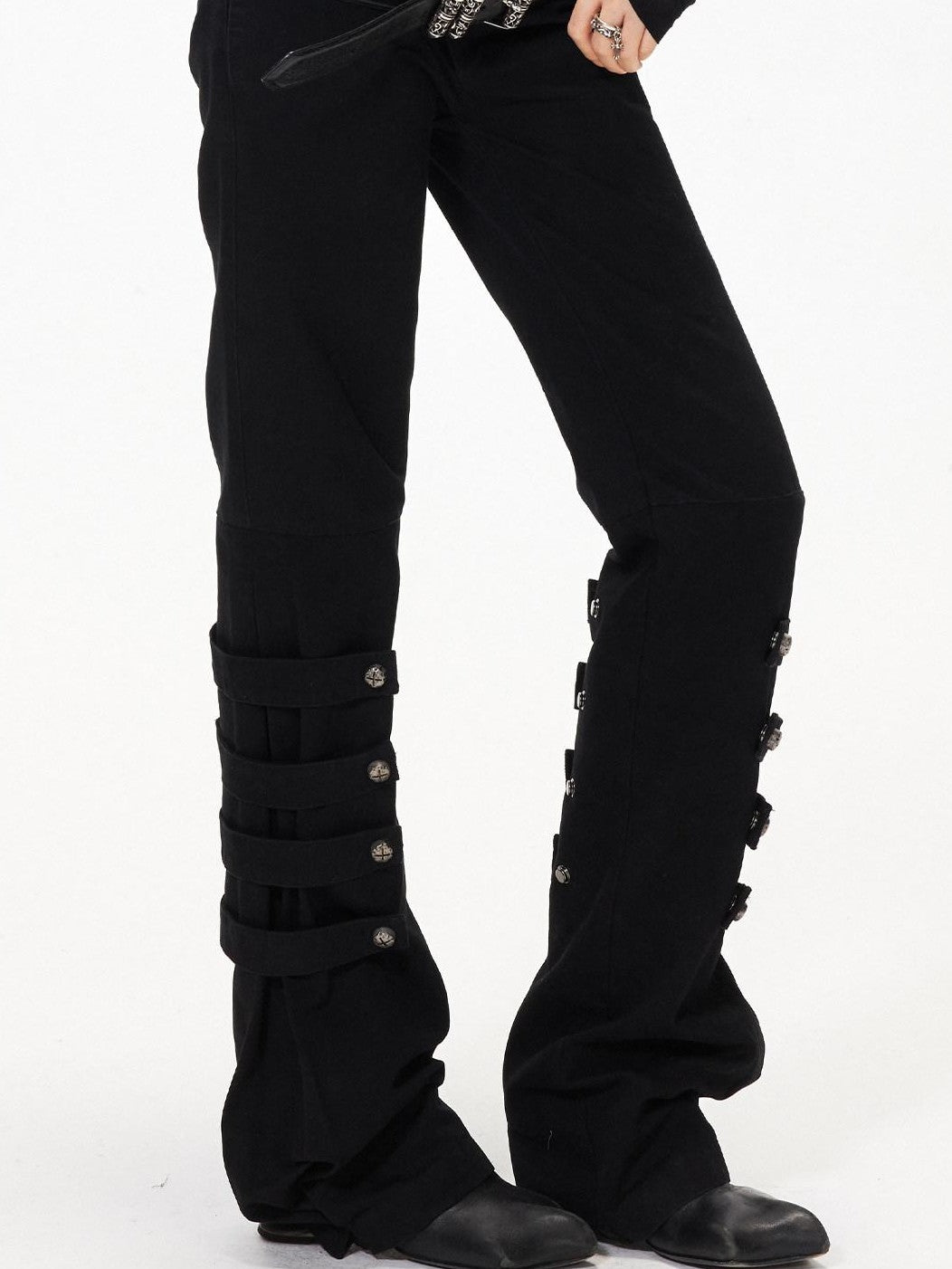 3MODE Subculture Side Tie Metal Buckle Stacked Hem Women&