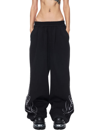 3MODE Vertical Embroidered Wide Leg Cotton Women&