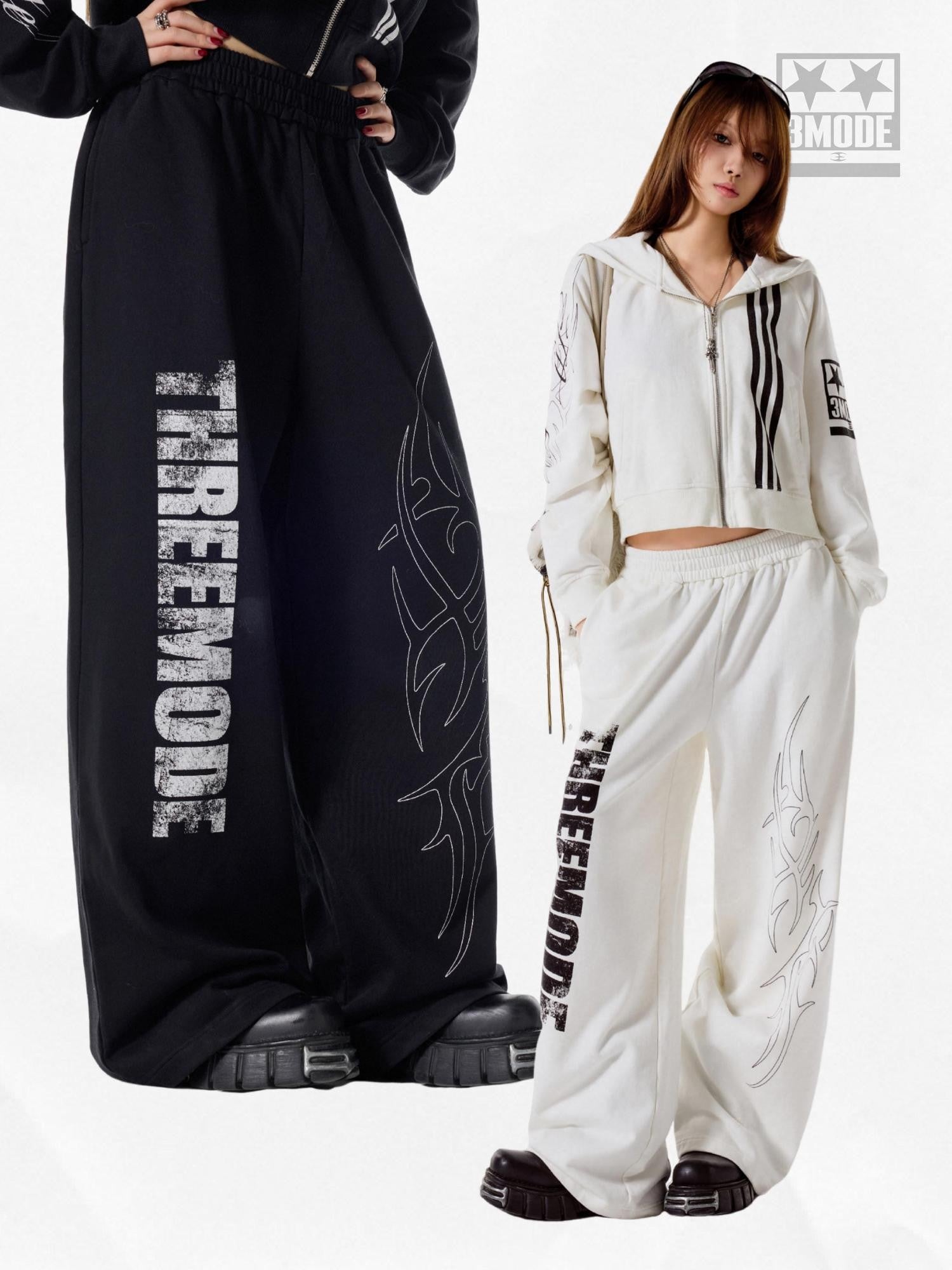 3MODE Vintage Asymmetric High Waist Street Durable Floor Length Women&