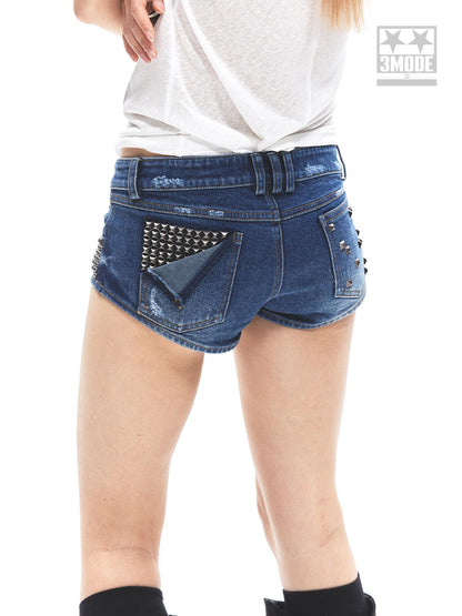 3MODE Vintage Distressed Studded Low Rise Slim Women&