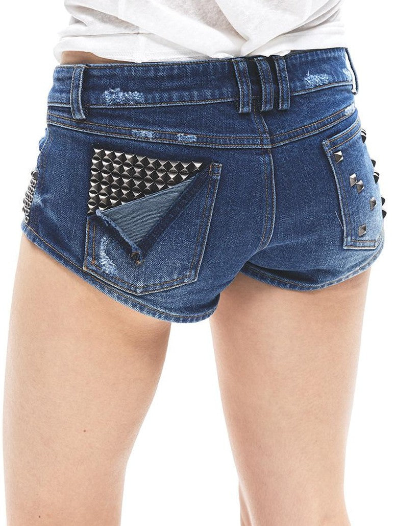 3MODE Vintage Distressed Studded Low Rise Slim Women&