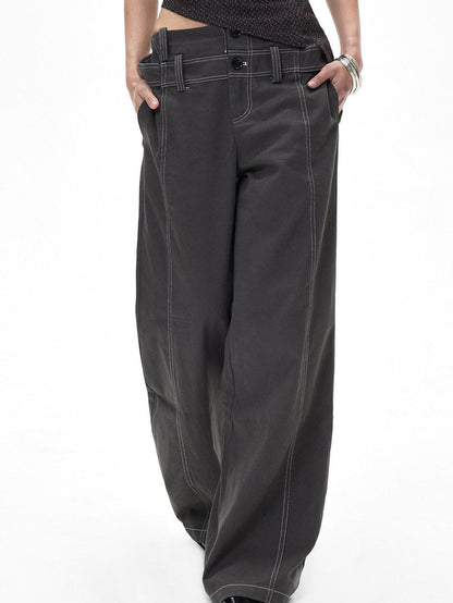 3MODE Vintage Double Waistband Mid High Waist Drapey Women&