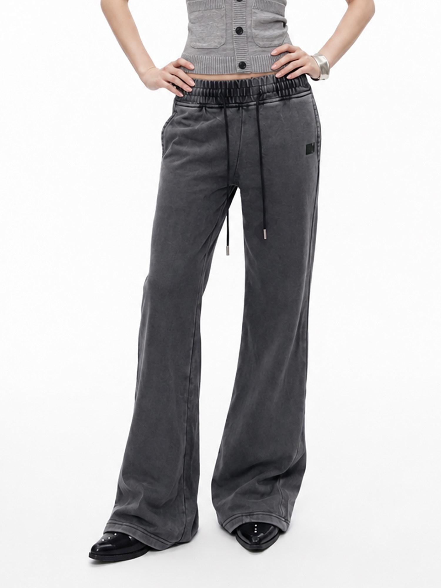 3MODE Vintage Gray Low Waist Slight Flare Slimming Women&