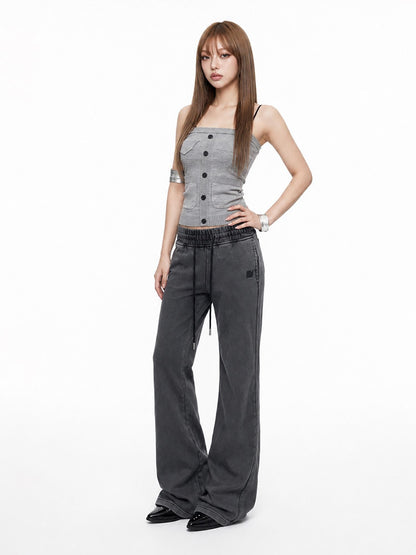 3MODE Vintage Gray Low Waist Slight Flare Slimming Women&