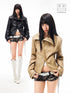 3MODE Vintage Lapel Asymmetrical Zipper Slim Fit Women&