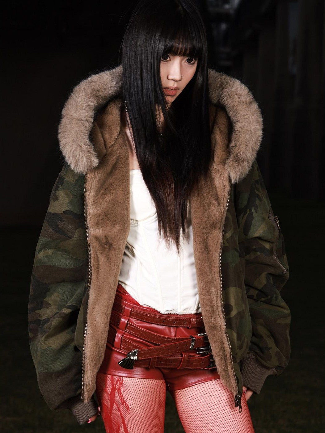 3MODE Vintage Reversible Camouflage Hooded Women&