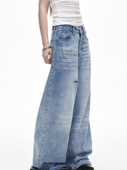 3MODE Vintage Washed Distressed High Waist Women&