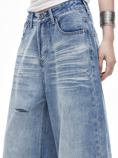 3MODE Vintage Washed Distressed High Waist Women&