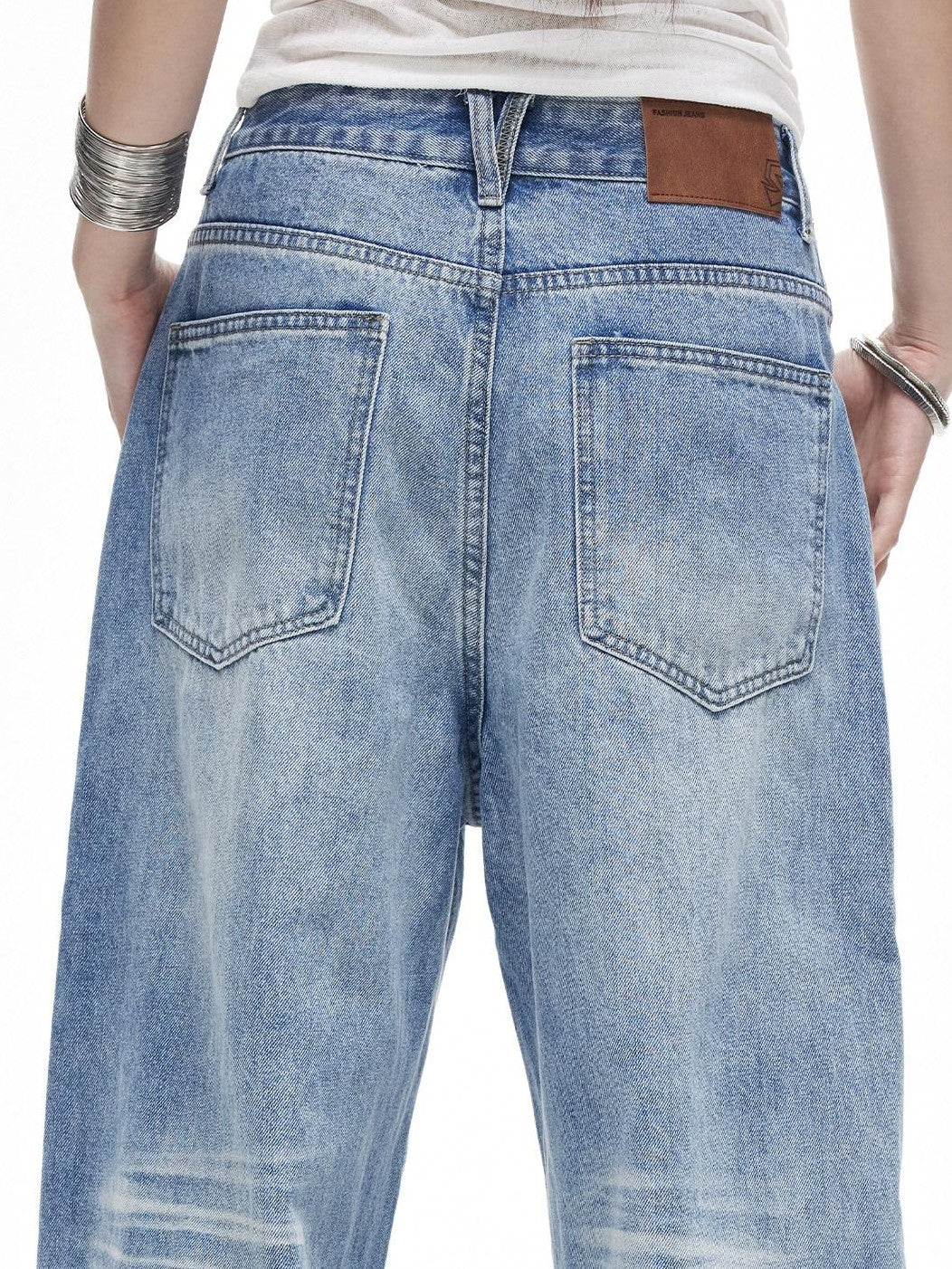 3MODE Vintage Washed Distressed High Waist Women&