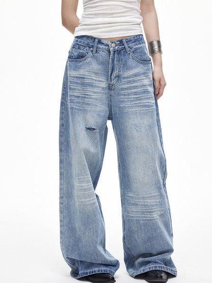 3MODE Vintage Washed Distressed High Waist Women&