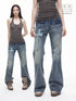 3MODE Vintage Washed Ripped Cross Low Waist Women&