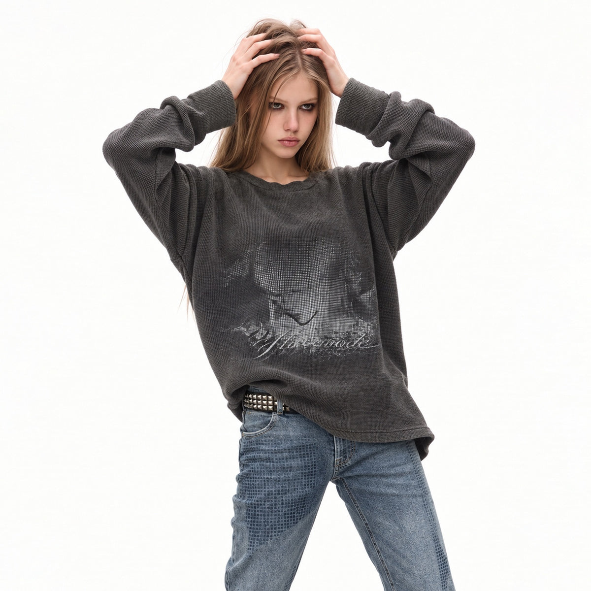 3MODE_Vintage_Washed_Waffle_Print_Textured_Loose_Women&