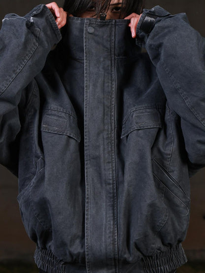 3MODE Vintage Workwear Stand Collar Fleece Women&