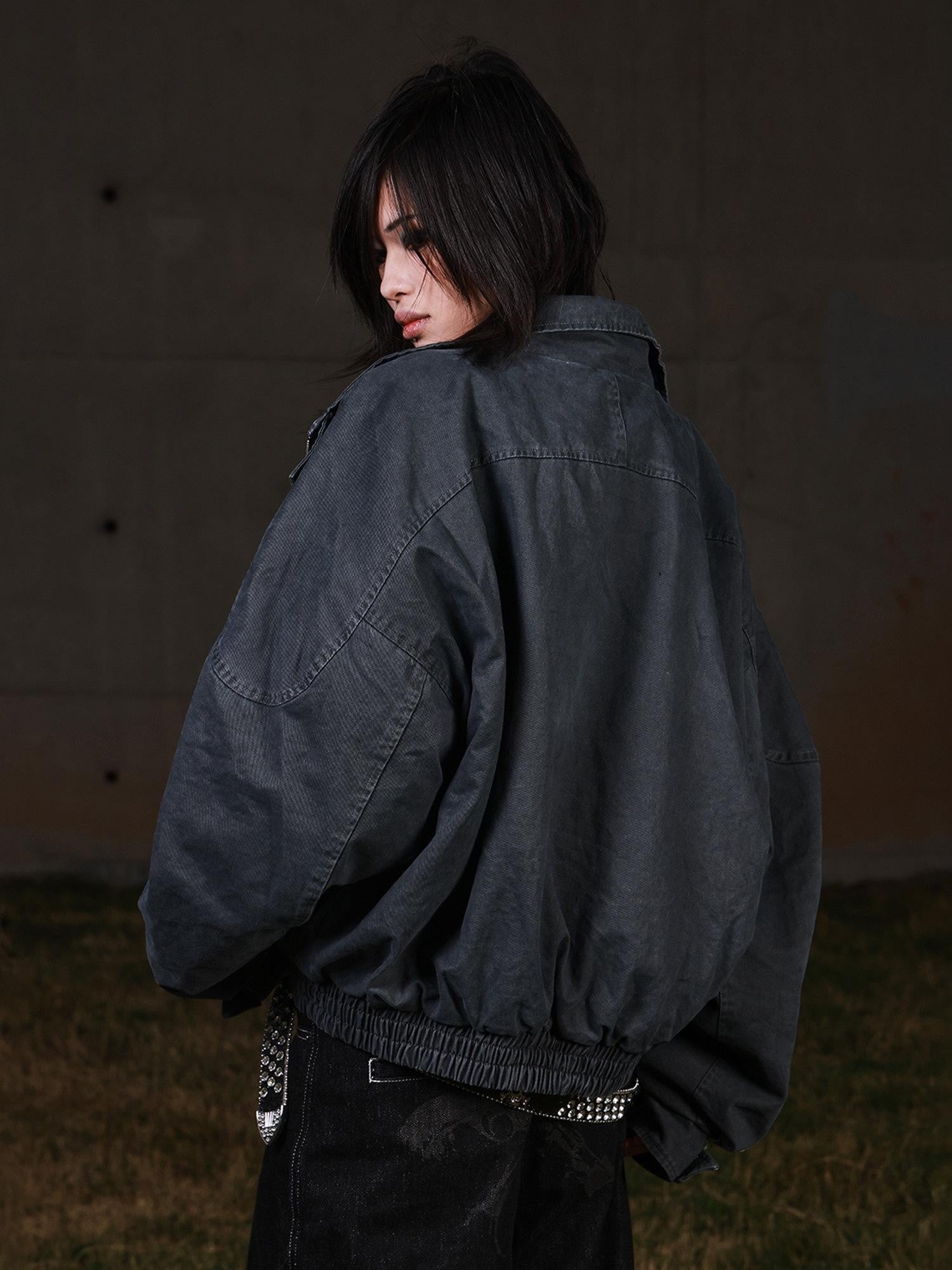 3MODE Vintage Workwear Stand Collar Fleece Women&