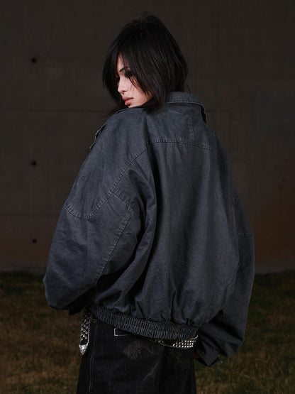3MODE Vintage Workwear Stand Collar Fleece Women&
