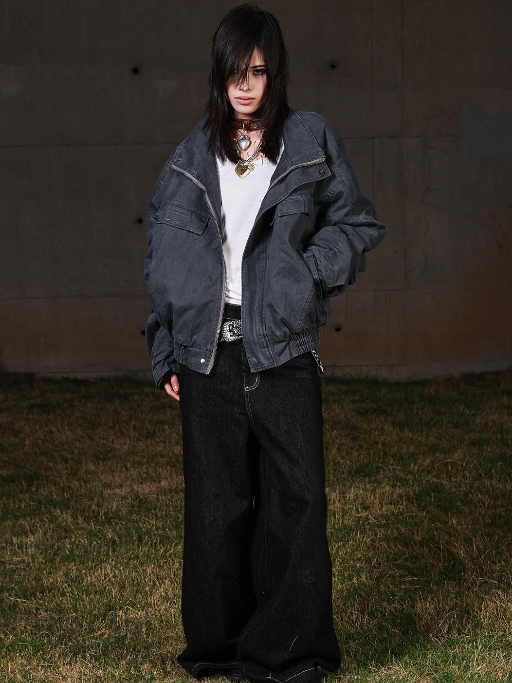 3MODE Vintage Workwear Stand Collar Fleece Women&