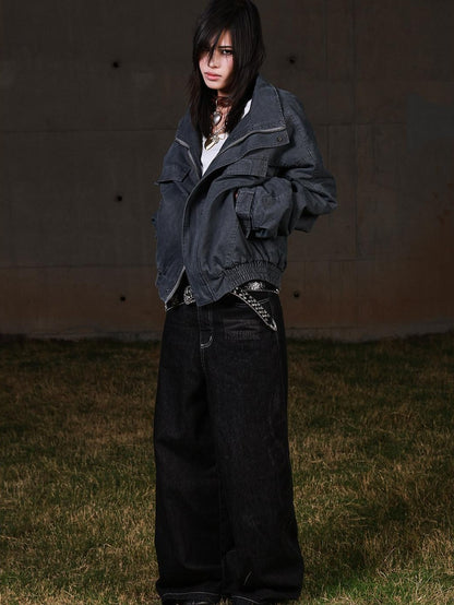3MODE Vintage Workwear Stand Collar Fleece Women&
