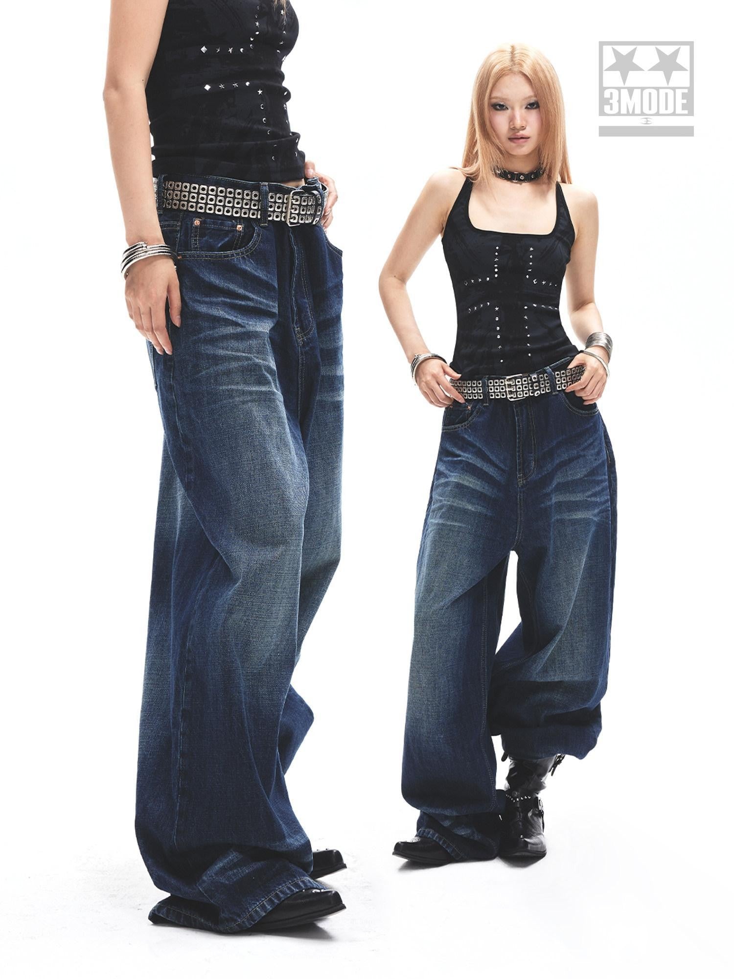 3MODE Washed Vintage High Waist Loose Drapey Women&