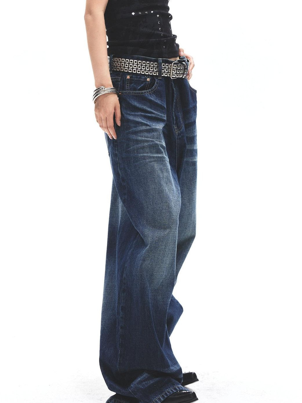 3MODE Washed Vintage High Waist Loose Drapey Women&