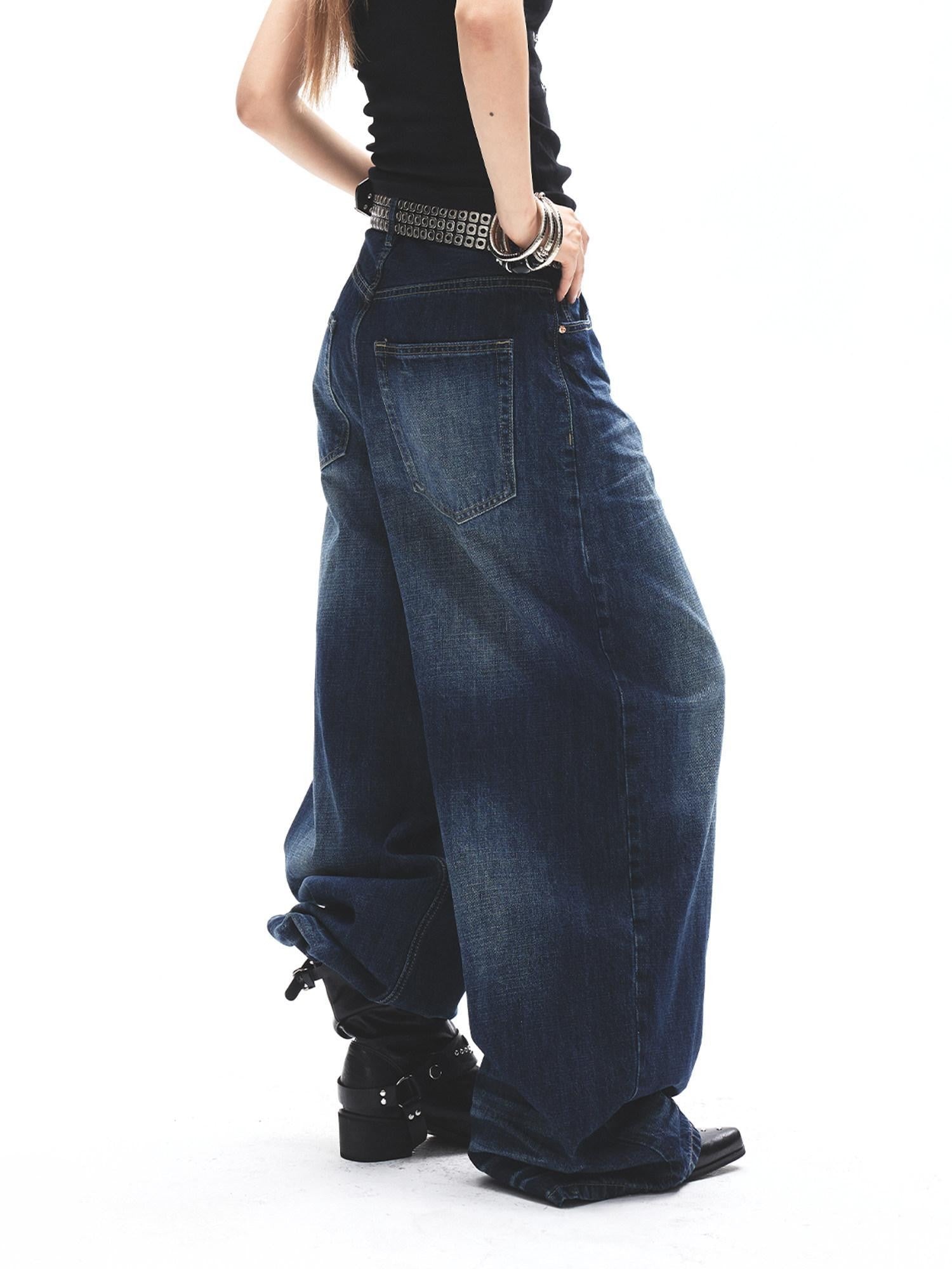 3MODE Washed Vintage High Waist Loose Drapey Women&