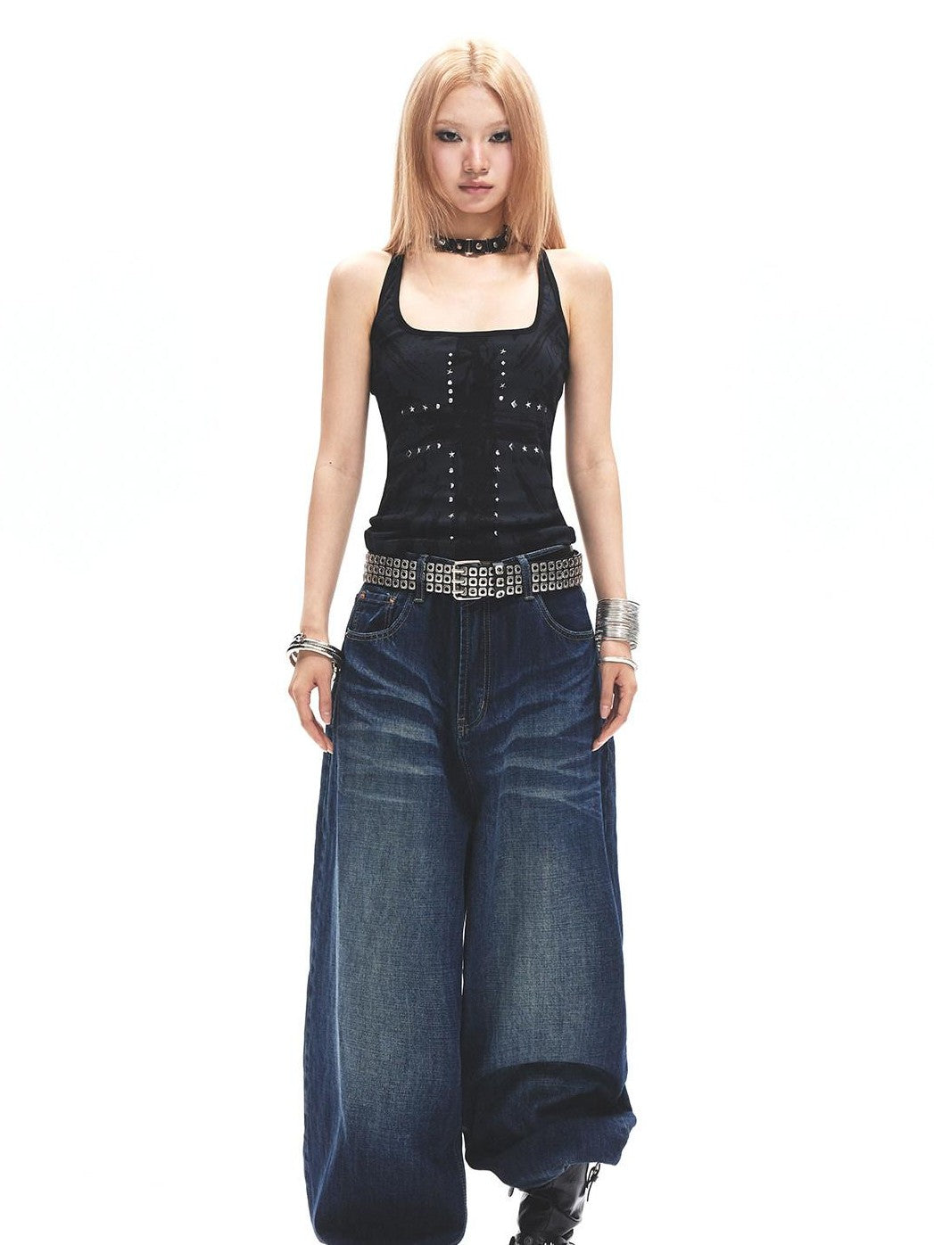 3MODE Washed Vintage High Waist Loose Drapey Women&