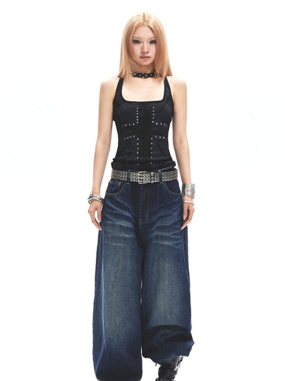 3MODE Washed Vintage High Waist Loose Drapey Women&