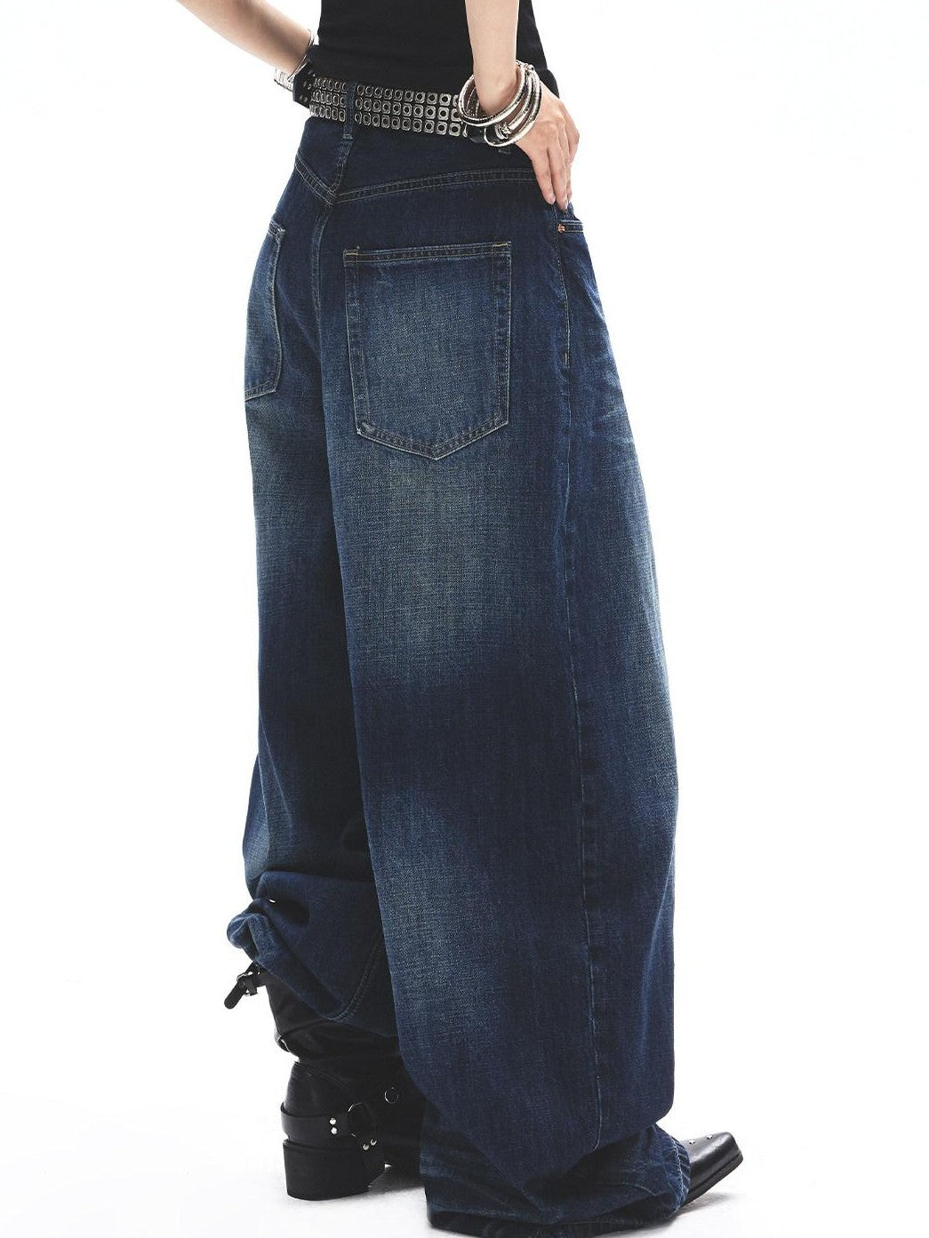 3MODE Washed Vintage High Waist Loose Drapey Women&