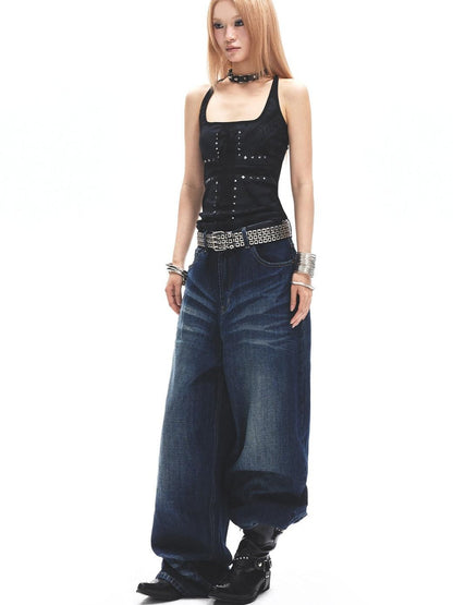 3MODE Washed Vintage High Waist Loose Drapey Women&