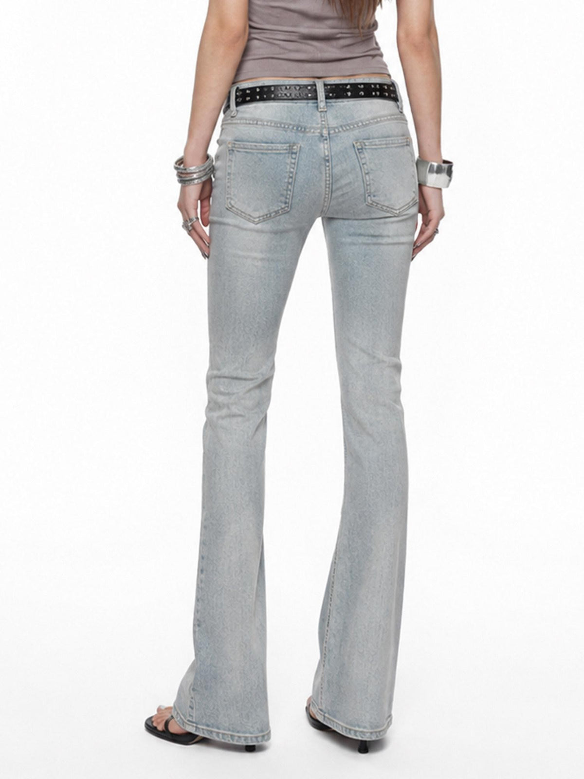 3MODE Washed Y2k Vintage Low Rise Double Pocket Women&
