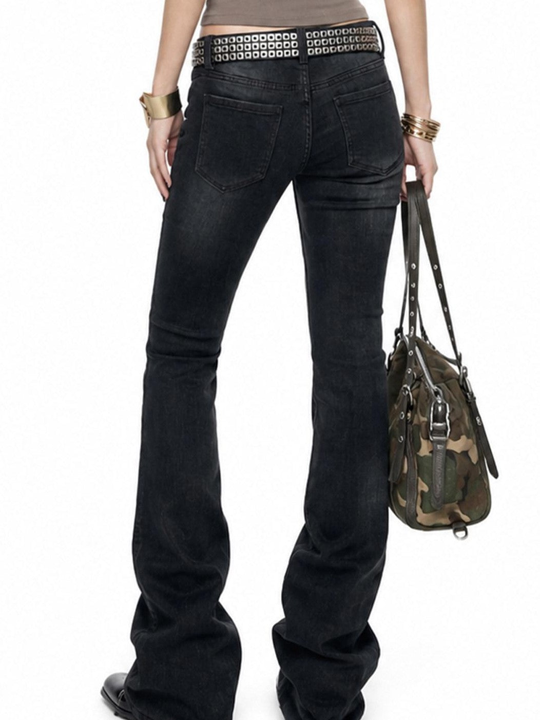 3MODE Washed Y2k Vintage Low Rise Double Pocket Women&