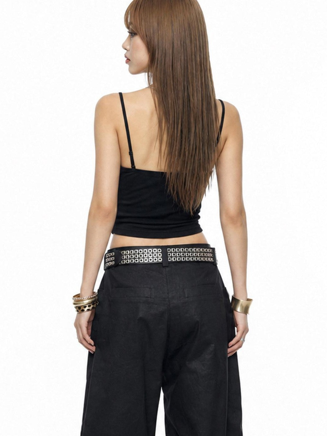 3MODE Western Side Button V-neck Cropped Slim Women&