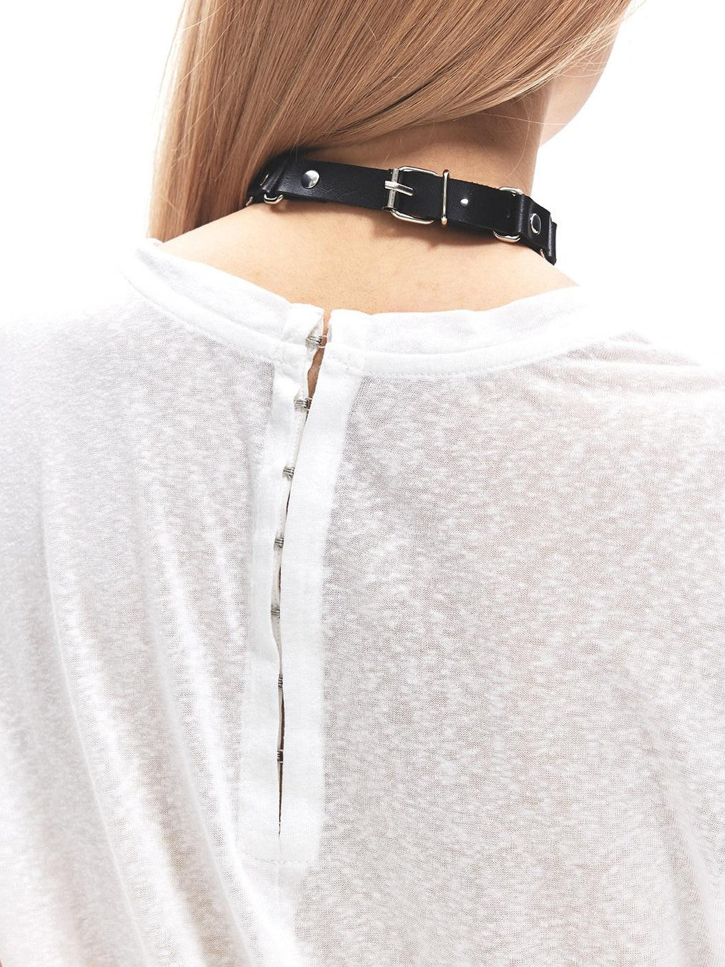 3MODE White Letter Print Asymmetric Shoulder V-neck Women&