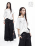 3MODE White Letter Print Slanted Neck Relaxed Fit Women&