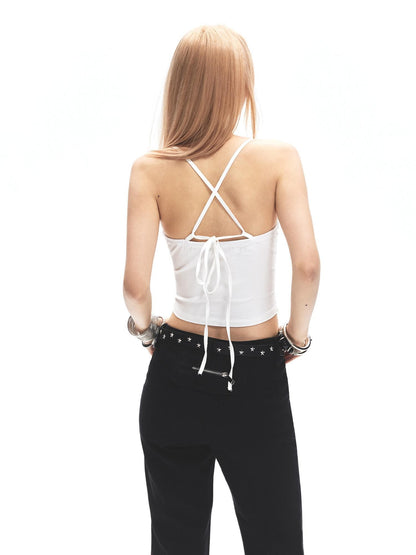 3MODE White Metal Buckle Backless Slim Women&