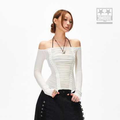 3MODE_White_Off_Shoulder_Ruched_Slim_Fit_Women&
