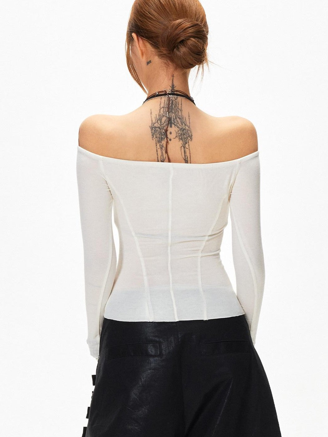 3MODE White Off Shoulder Ruched Slim Fit Women&
