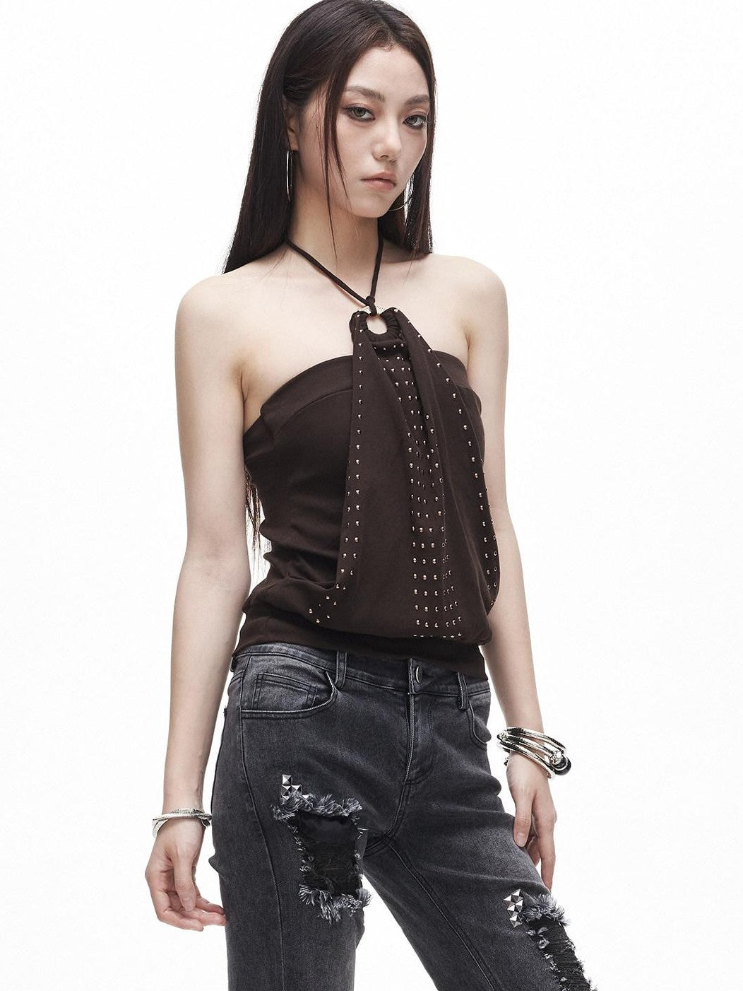 3MODE Y2k Studded Cropped Slim Fit With Padding Women&