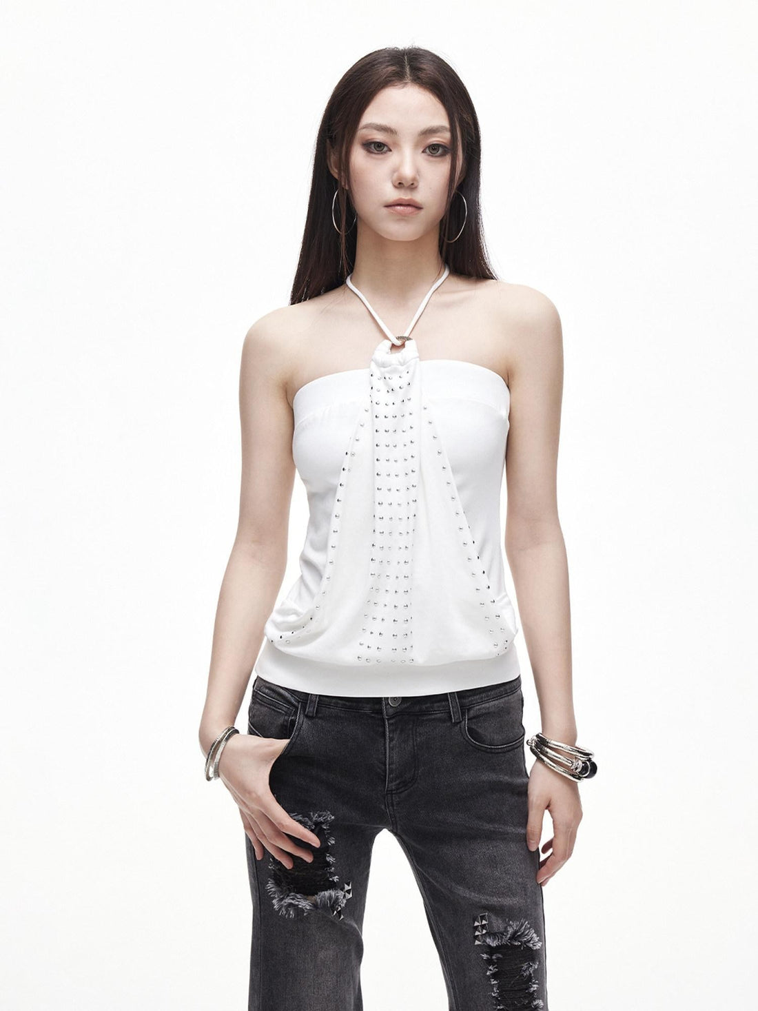 3MODE Y2k Studded Cropped Slim Fit With Padding Women&
