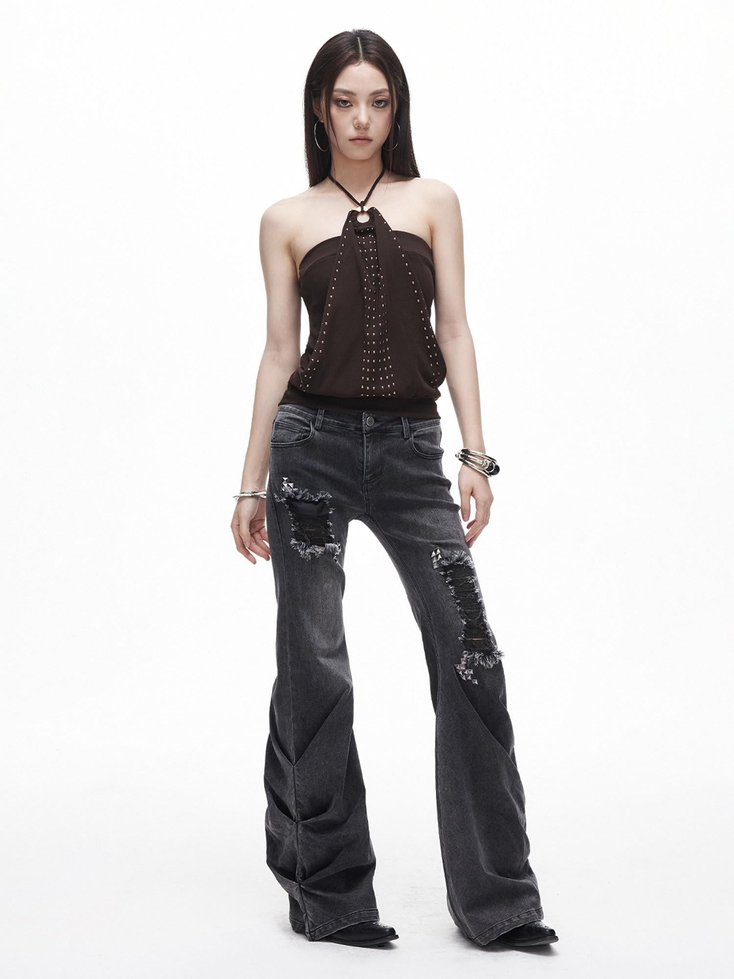 3MODE Y2k Studded Cropped Slim Fit With Padding Women&