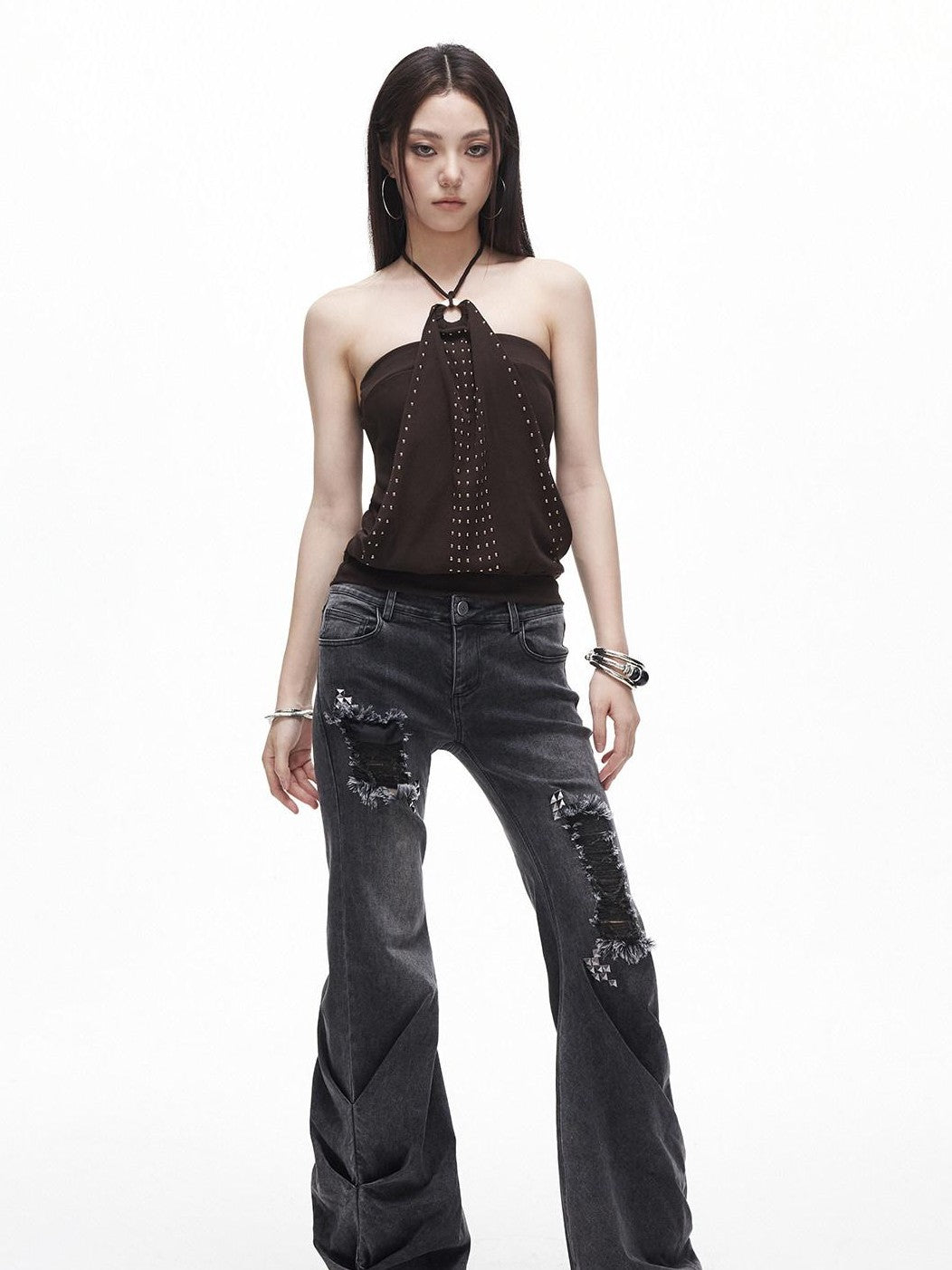 3MODE Y2k Studded Cropped Slim Fit With Padding Women&